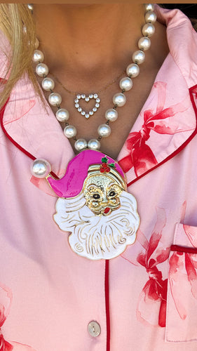 Pearl Pink Santa Statement Necklace