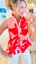 Pink Botanical Eyelet Peplum Top