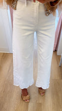 Risen Cream High Rise Embroidered Scallop Hem Jeans