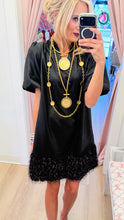 Black Faux Leather Feather Fringe Dress