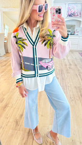 Queen of Sparkle Light Pink Vintage Car Palm Cardi