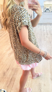 Latte Leopard Print Outseam Top