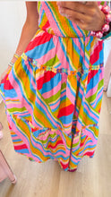 Rainbow Geo Stripe Midi Dress