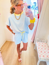 Sky and Lemon Stripe Contrast Short Set