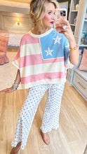 Pink and Blue Flag Dolman Sleeve Top