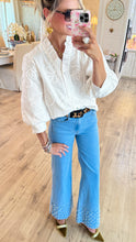 White Button-Down 3D Blouse