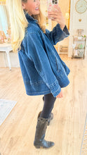Dark Denim Pleated Detail Jacket