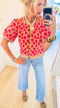 Fuchsia Leopard Puff Sleeve Cardigan