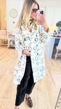 White Multi Print Long Coat