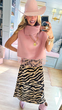 Ivy Jane Blush Collared Fringe Poncho