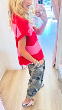 Pink and Red Mock Neck Sweater Top