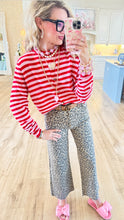 Red Stripe Button Up Cardigan