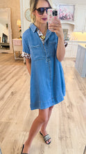 Denim and Animal Print Contrast Dress