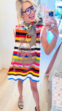 Queen of Sparkle Multi Stripe Logo Knit Dress