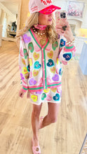 Queen of Sparkle Pink Candy Sweetheart Button up Cardigan