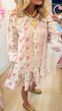 Beige Floral Oversized Collar Dress