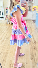 Pink and Blue Colorblock Dress