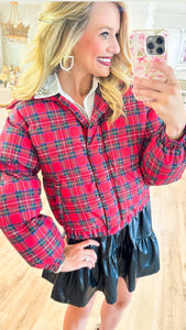 Red Plaid Puffer Jacket