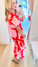 Pink and Red Botanical Eyelet Maxi Dress