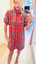 Red Plaid Sequin Mini Dress