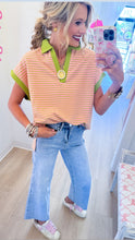 Green and Pink Collared Top