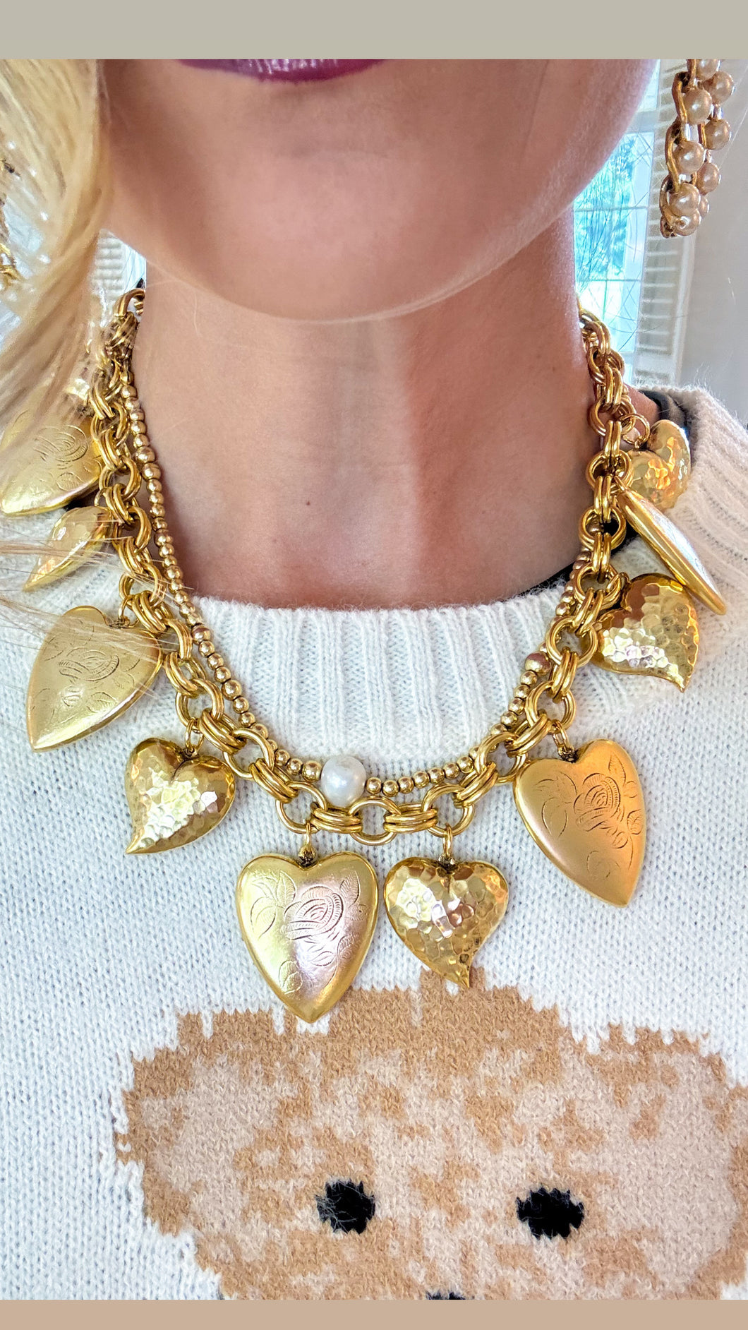 Gold Multi Heart Necklace