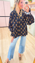 Black Floral Print Long Sleeve Button Up