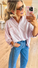Pink Striped Oversized Button Down Shirt
