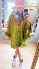 Olive Textured Ruffle Mini Dress