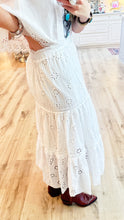 Off White Ruffle Eyelet Maxi Skirt