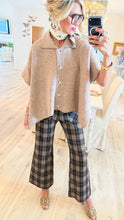 Deep Mocha Plaid Knit Flare Pants