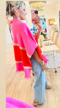 THML Pink Colorblock Poncho Sweater