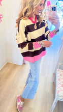 Brown and Cream Stripe Knit Sweater Top