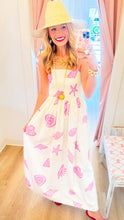 Ivory and Pink Shell Printed Smocked Dress
