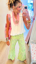 Lime Green Mix Floral Flare Pants