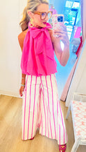 Hot Pink Bubble Hem Neck Bow Top