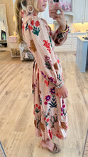 Tan Floral Mix Midi Dress