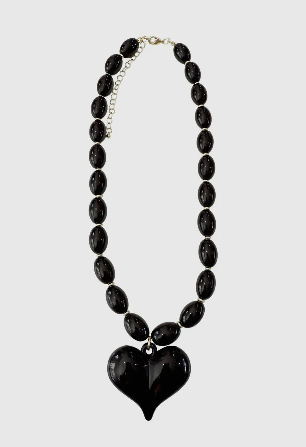 Black Beaded Heart Necklace