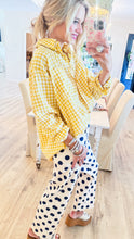 Gold Gingham Button Down Top