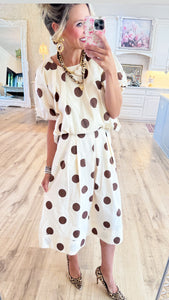 Brown and Ivory Polka Dot Skirt Set