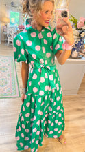 RESTOCK Green and Pink Polka Dot Midi Dress