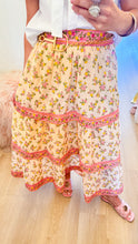 Lemon Multi Floral Print Tiered Maxi Skirt