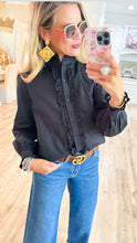 Black Eyelet Accent Classy Blouse
