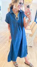Denim Collared Midi Dress