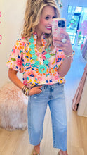 Pink Floral Mix Puff Sleeve Top