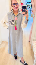 Black and Ivory Stripe Zebra Print Maxi Dress