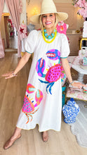 Queen of Sparkle White Multi Crab Midi Dress