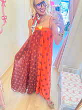 Terracotta and Orange Color Block Maxi Dress