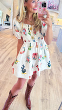 Western Printed Puff Sleeve Dress