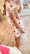 Ivory and Pink Polka Dot Ruffle Sleeve Dress
